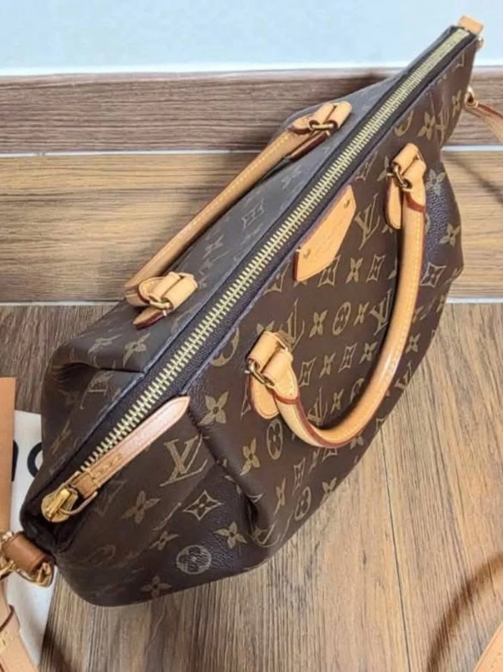 Louis Vuitton Monogram Canvas Satchel with Tan Vachetta Trim
